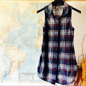 Sleeveless Flannel Tunic